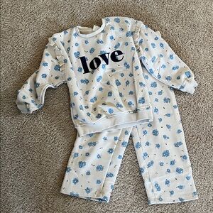 Zara Cream and Blue Floral Shirt